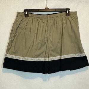 A-54 Men’s Islander Tan Black & White Lined Swim‎ Trunks Size XL